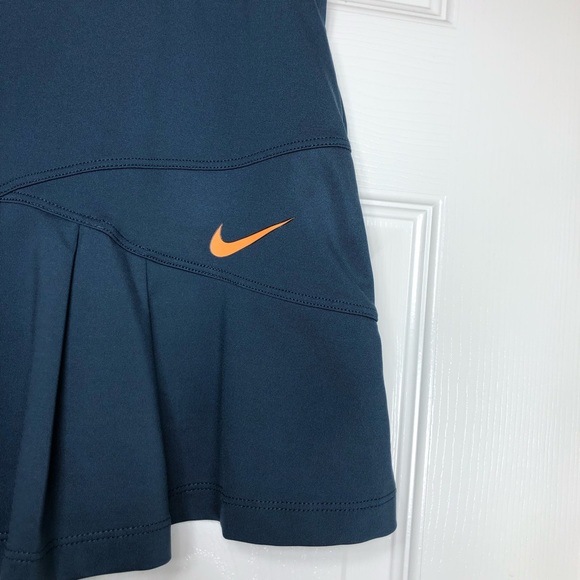 Nike Dri Fit Stretchy Blue Gray Orange Waist Band Pleated Tennis Golf Skort XL - Picture 3 of 15